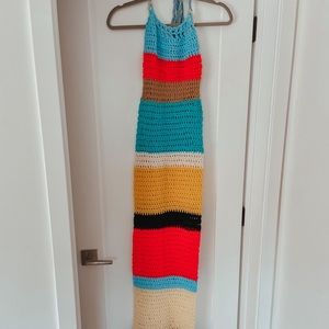 70’s Crochet Backless Halter Maxi Dress XS/S